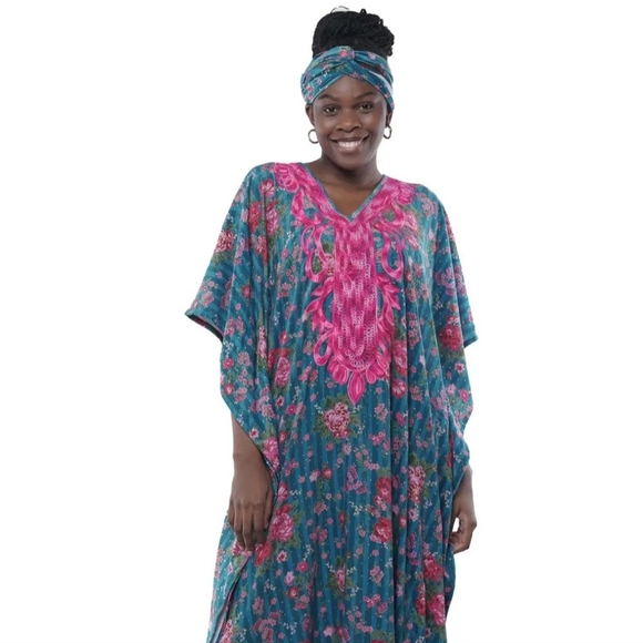 Dresses & Skirts - Floral Kaftan with Headwrap